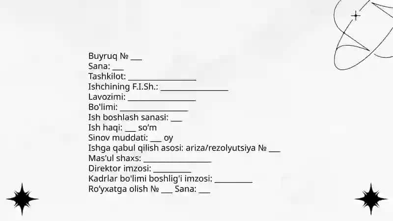 Ish yuritish hujjatlaridan namunalar 3