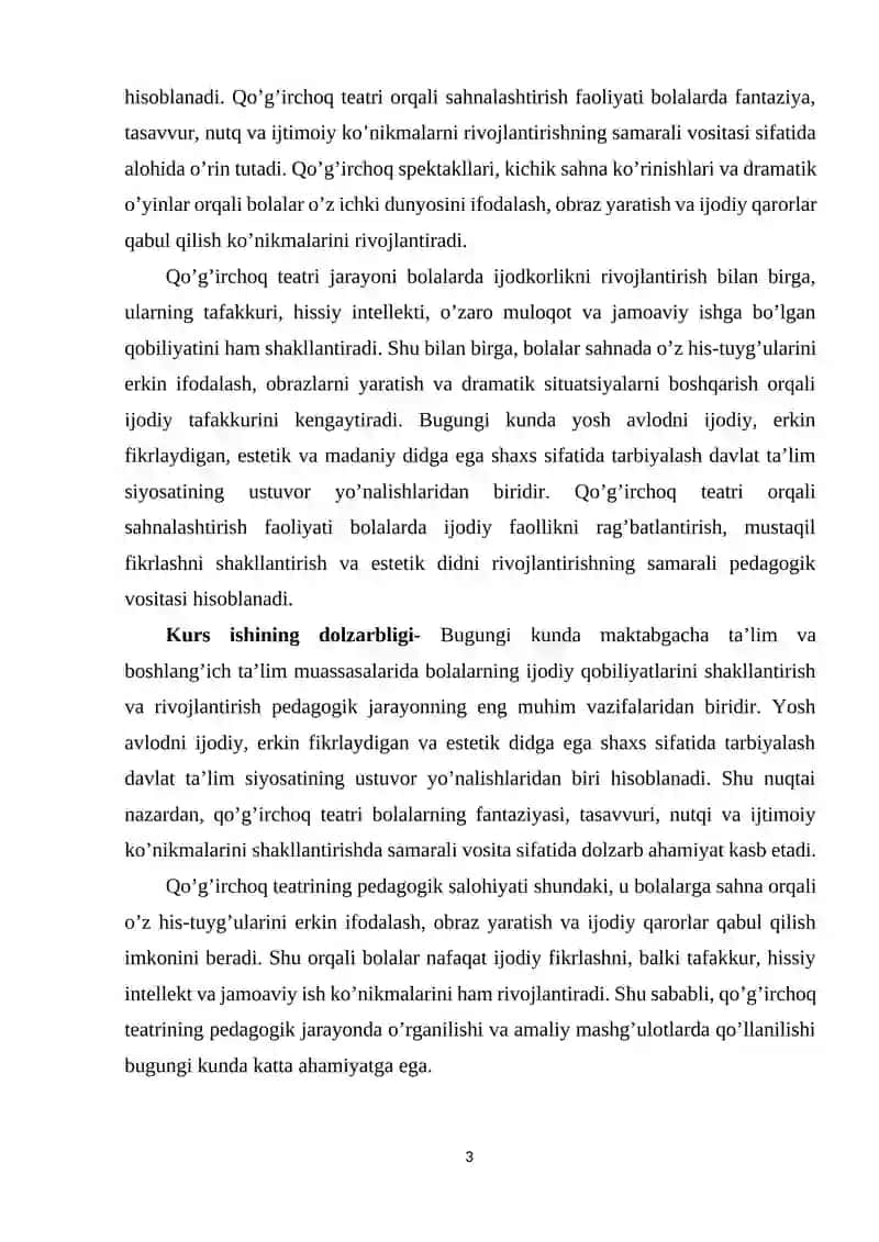 Qo’g’irchoq teatri orqali sahna ijodkorligini rivojlantirish 3