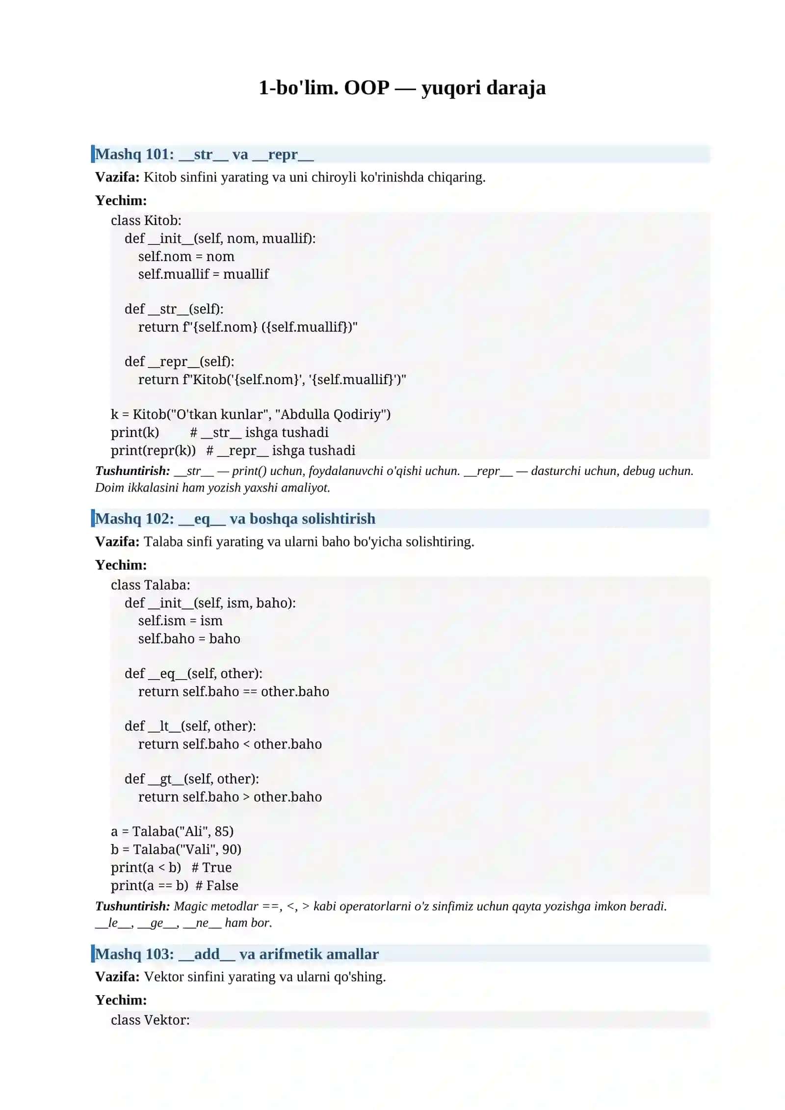 PYTHON DASTURLASH 100 TA MASHQ 2-QISM 3