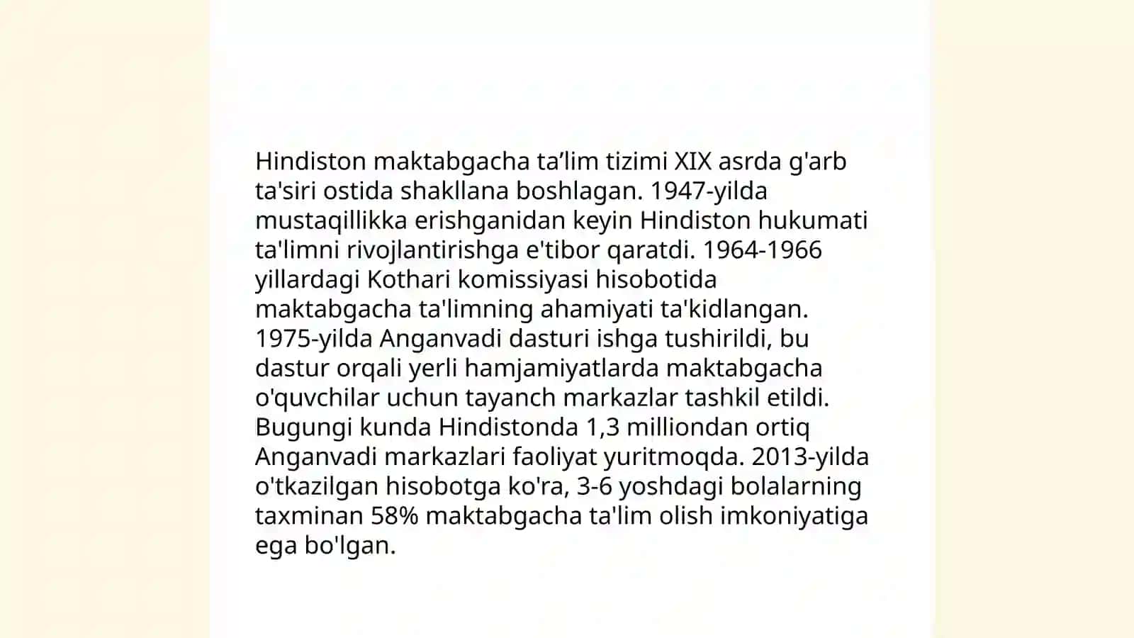 Hindiston maktabgacha taʼlim tizimi va qiyosiy tahlili 3