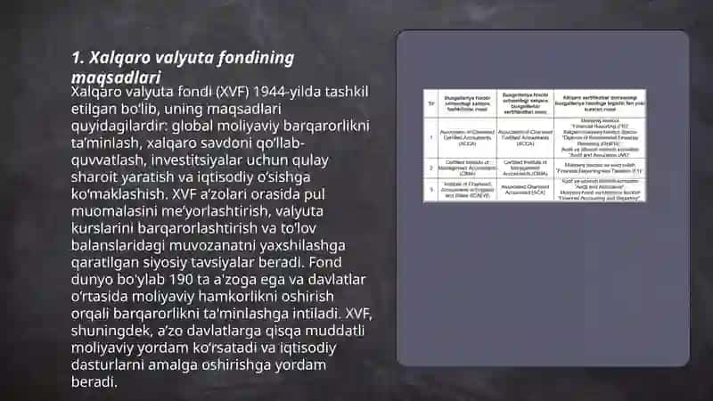 Xalqaro valyuta fondining moliyaviy koʻrsatkichlari tahlili 3