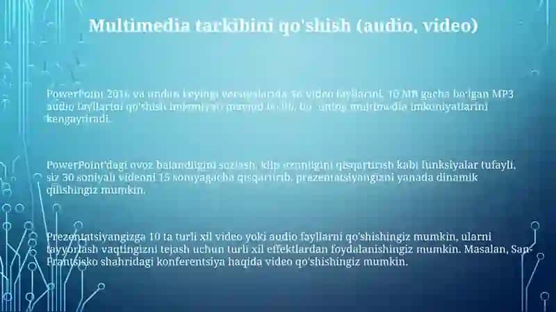MS Pover Pointning dasturiy taminoti va uning imkoniyatlari 3