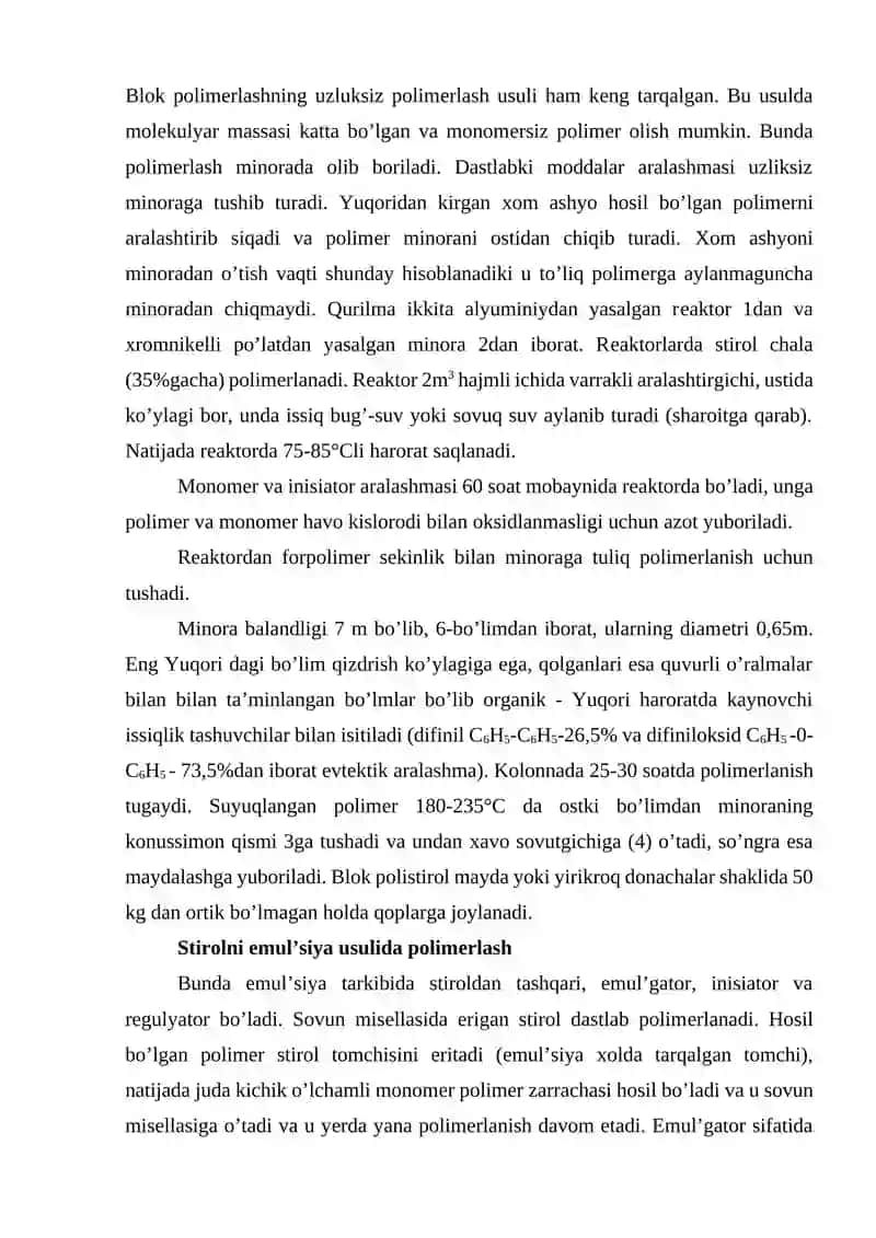 POLISTIROL ISHLAB CHIQARISH TЕХNOLOGIYASI 3