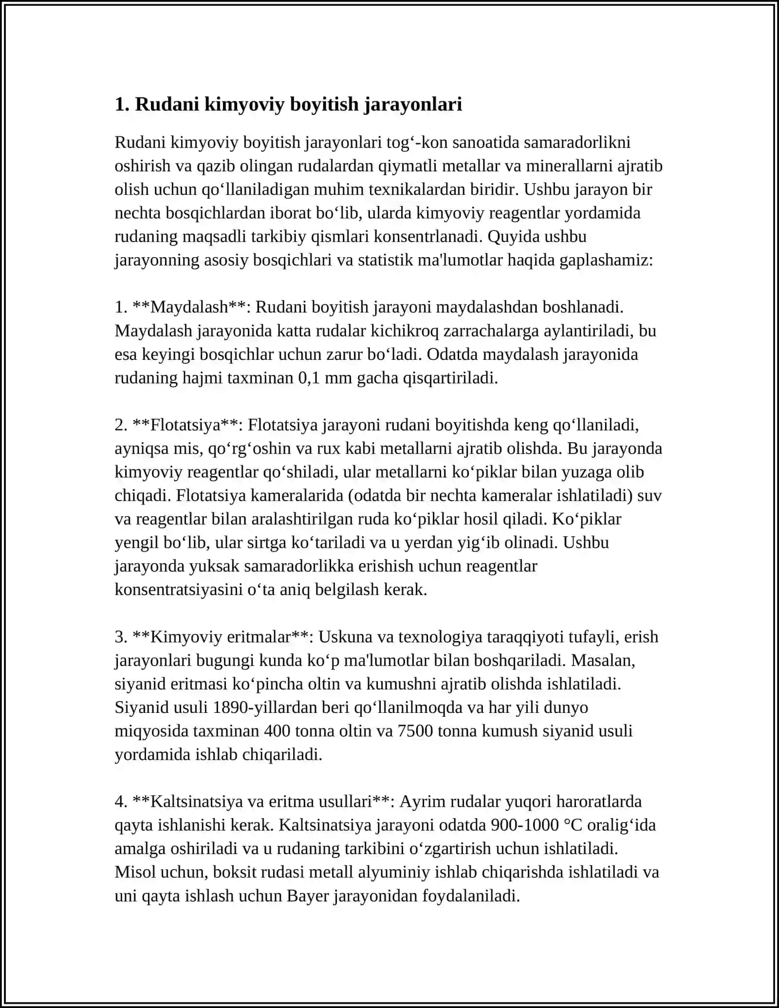 FOYDALI QAZILMALARNI BOYITISHNING KIMYOVIY USULLARI.RUDANI UYUMLARDA TANLAB ERITISH 3