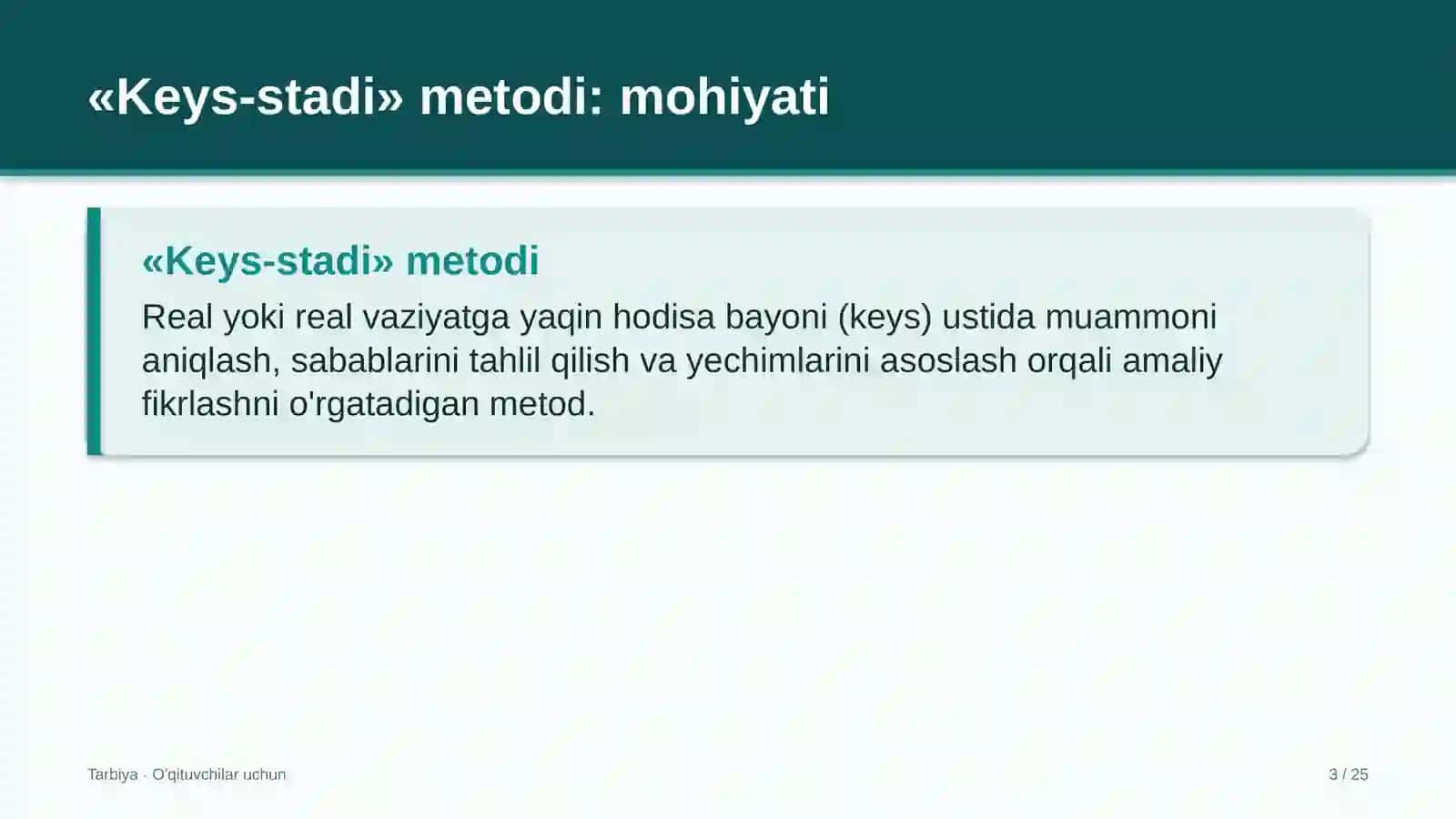 tarbiya darslarida keys stadi metodidan foydalanish 2442 3