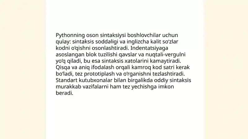Python dasturlash tilining asosiy afzalliklari 3