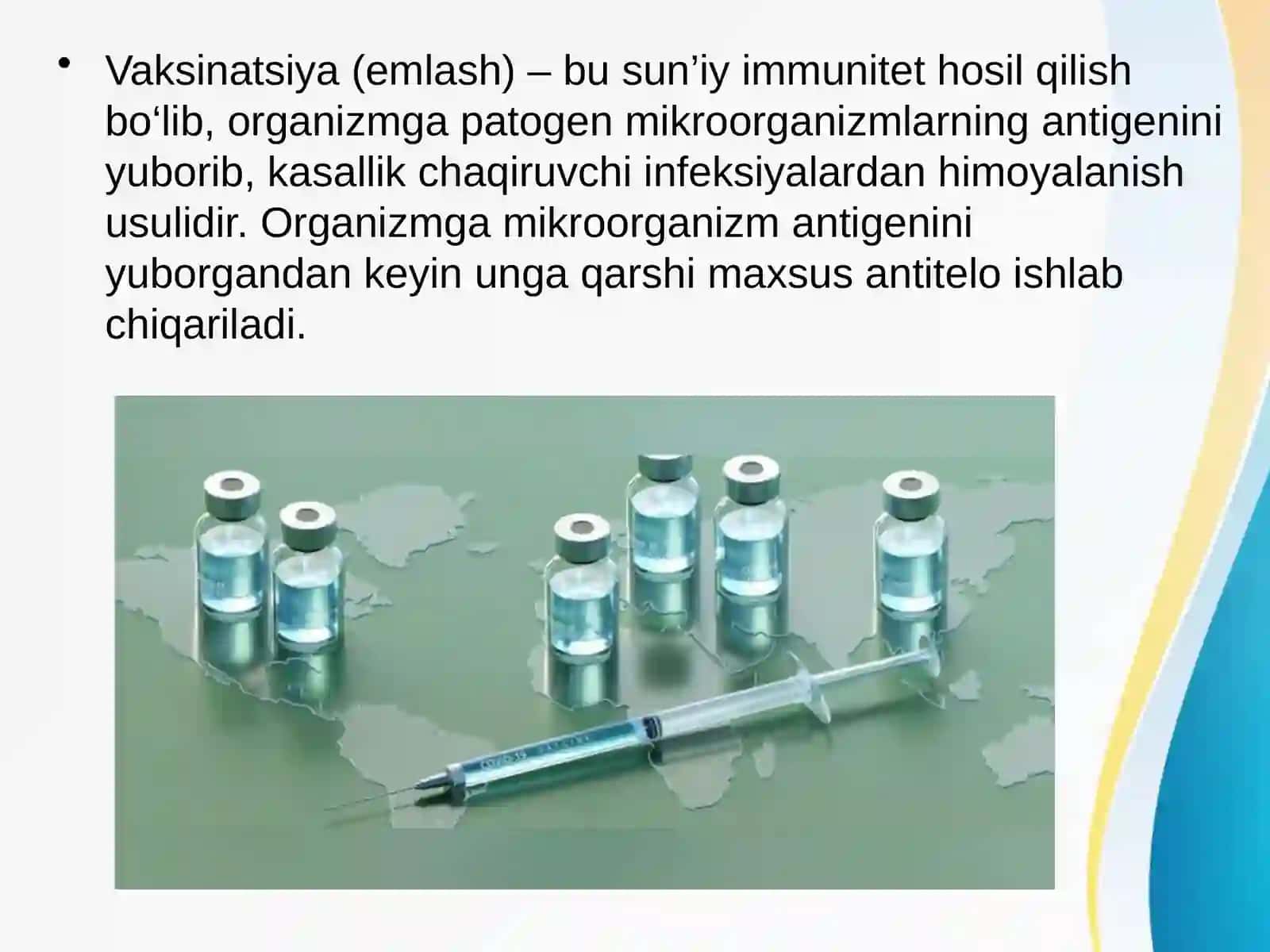 Profilaktik emalsh, vaktsina turlari, vaktsinatsiya va revaktsinatsiya 3