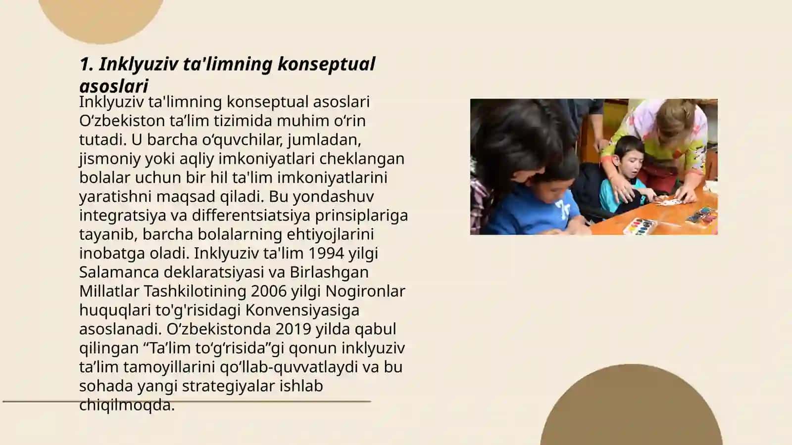 Alohida ta'lim ehtiyojlari bo'lgan shaxslarni inklyuziv ta'lim konsepsiyasining mohiyat va asosiy qoidalari 3