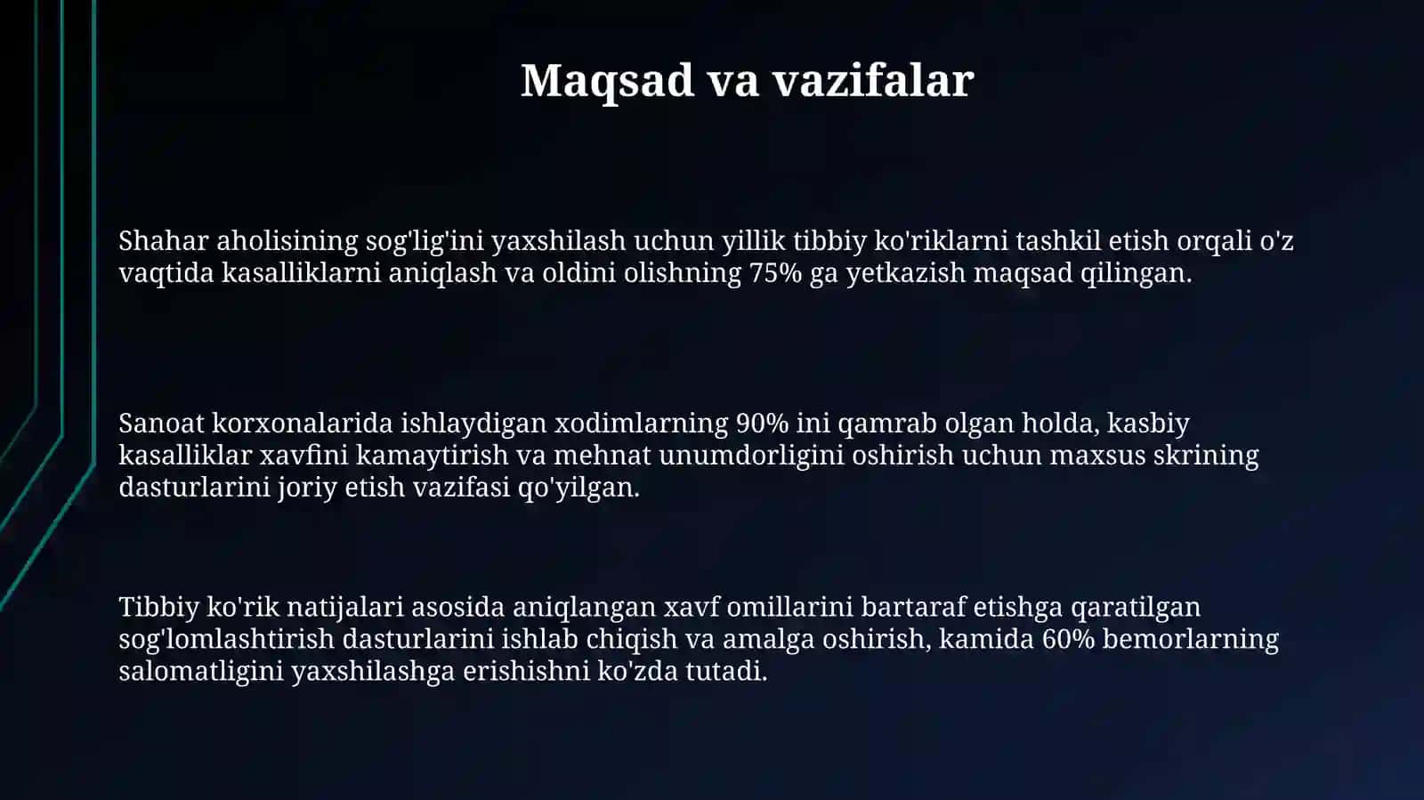 Shaharaholisivasanoatkorxonalariishchilarigatibbiykoʻrsatkichlarnitashkillashtirish 3