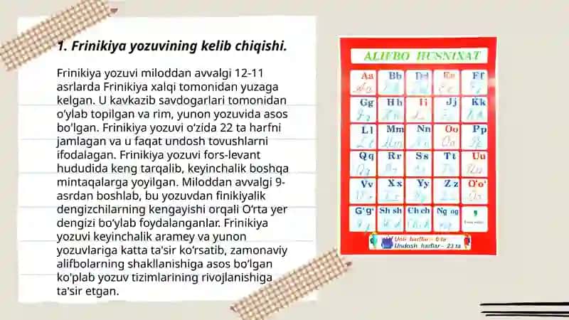 Frinikiya, Grek, Rim alifbosi. Markaziy Osiyoda yozuv madaniyatining shakllanishi 3