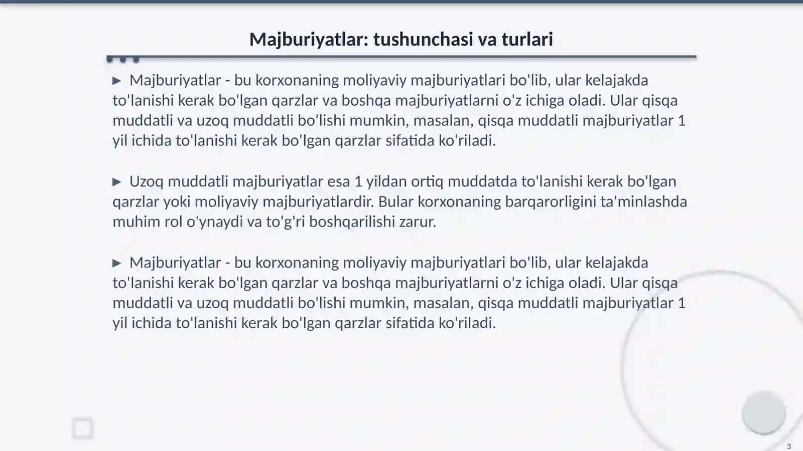 Majburiyatlar va xususiy kapital auditi 3