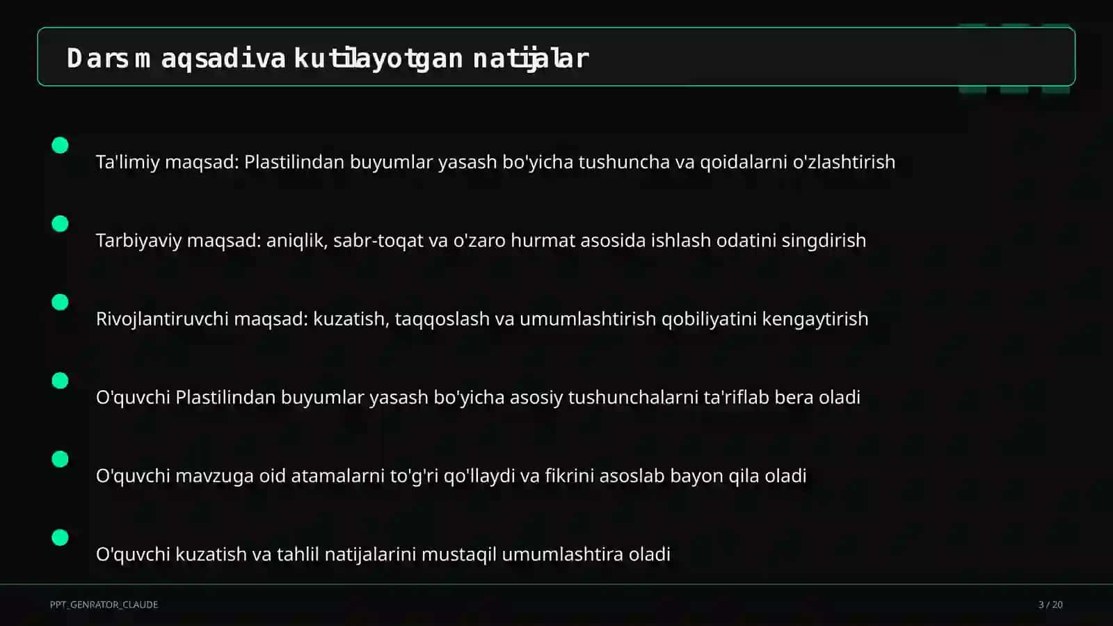 Plastilindan buyumlar yasash (1-sinf) 3