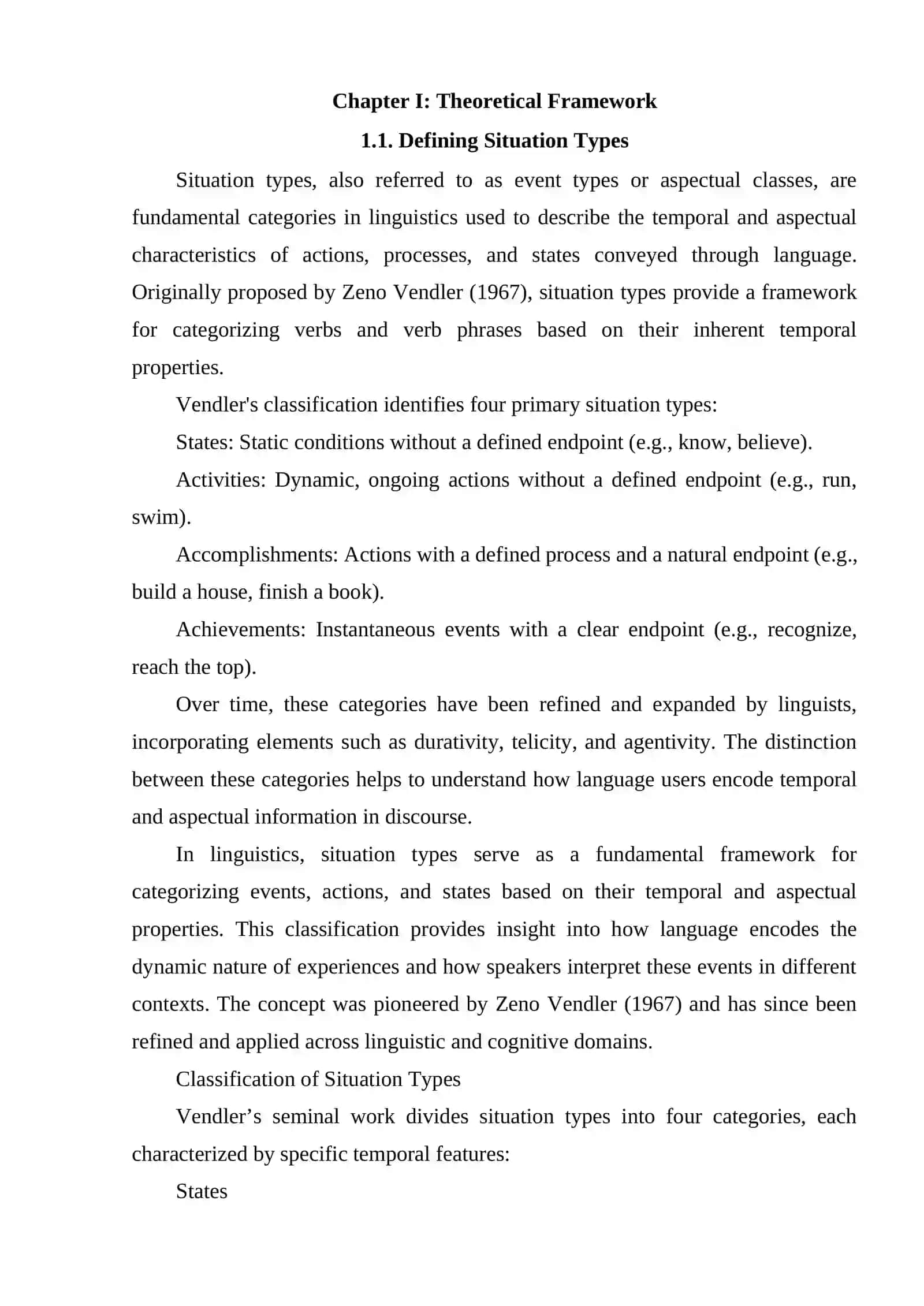 CONCEPTUALISING EXPERIENCES EXPRESSED IN SITUATION TYPES 3