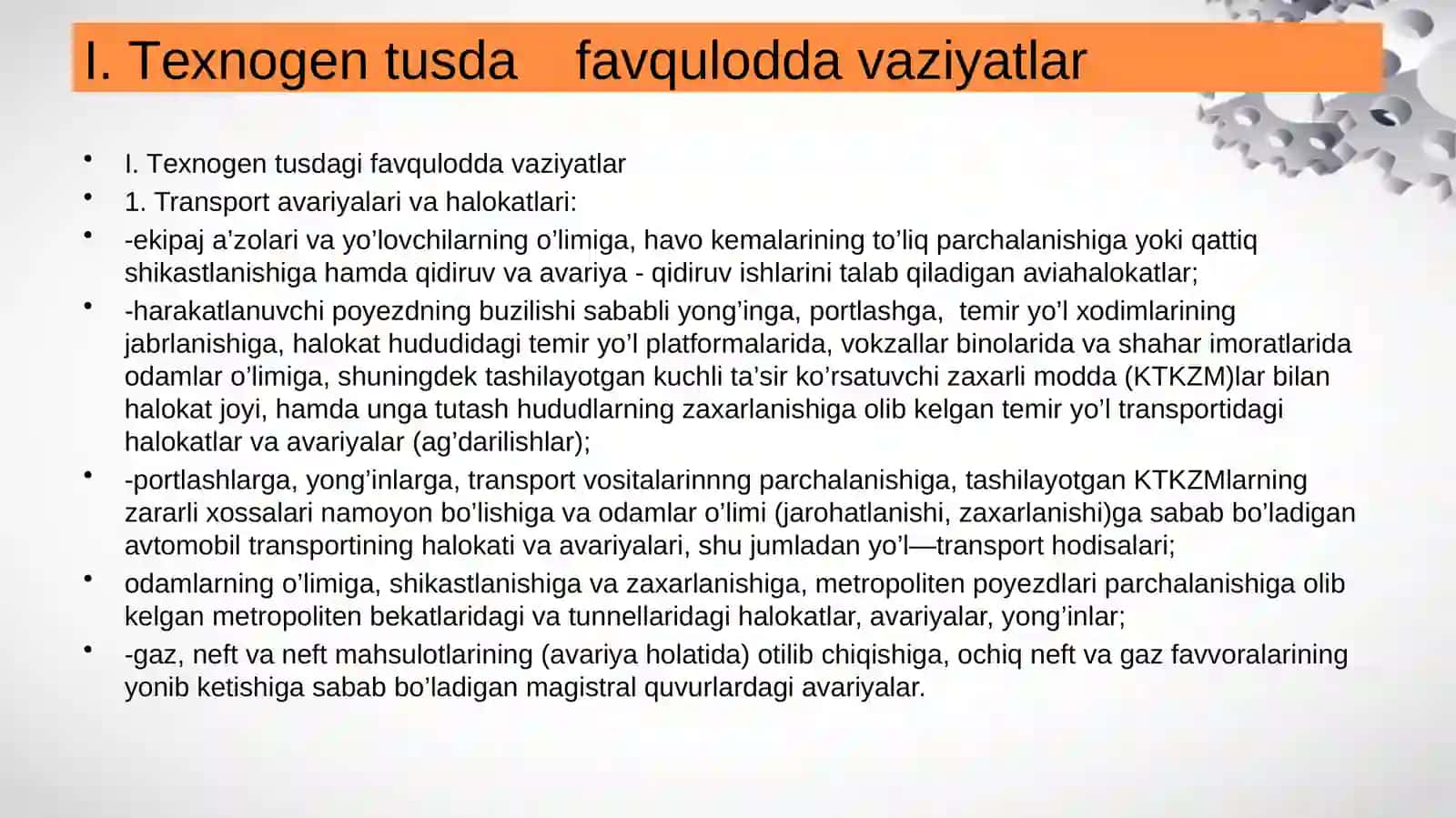 TABIIY, TEXNOGEN. EKOLOGIK VA IJTIMOIY TUSDAGI FAVQULODDA VAZIYATLARDA HAYOT FAOLIYATI XAVFSIZLIGI VA FUQARO MUHOFAZASI 3