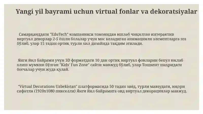 Yangiyil bayramini tashkil etish va munosib o'tkazish texnologiyasi 3