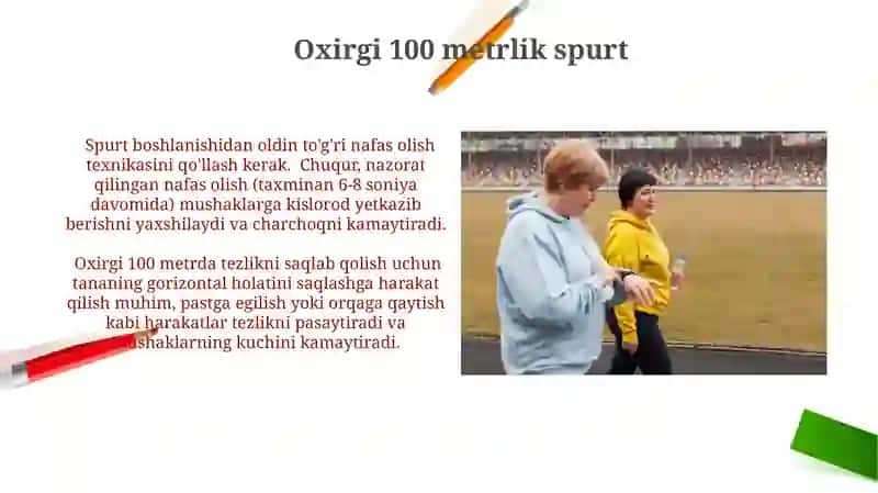 400 metrga yugurish texnikasini oʻrgatish 3