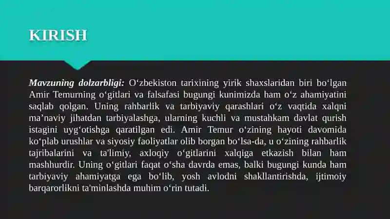 AMIR TEMUROʻGITLARINING TARBIYAVIYAHAMIYATI 3