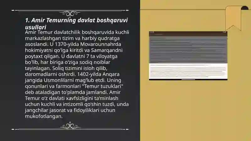 Temur Tuzuklari: Mamlakat va Xalq Boshqaruvi Haqidagi fikrlar 3