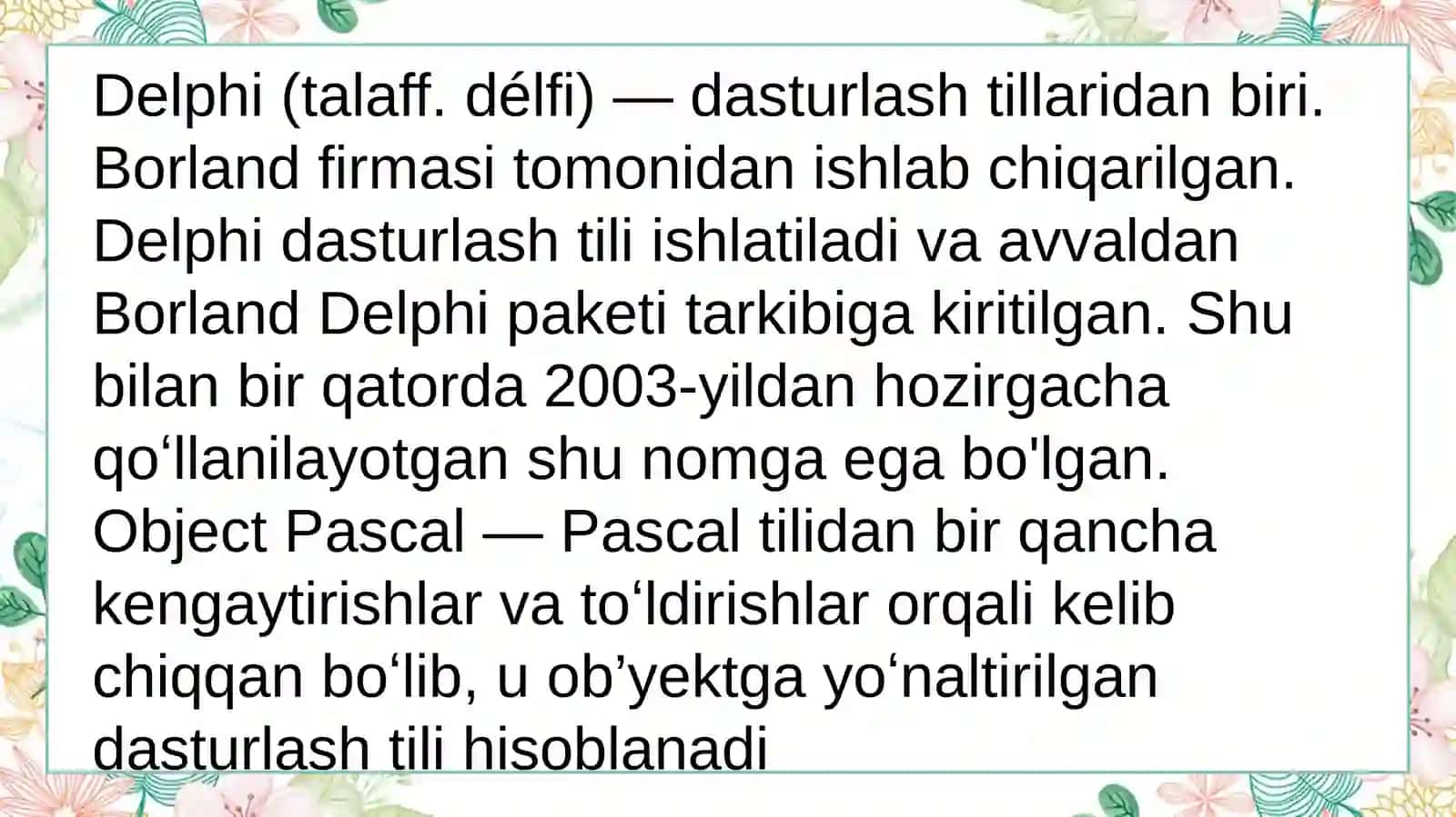 Delphi dasturlash tili 3