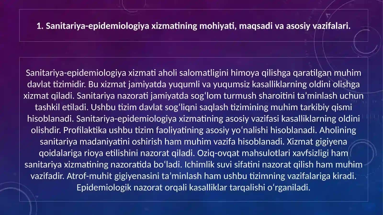 Axoliga sanitariya- epidemiologiya xizmatini tashkil etish. Aholini gigiyenik o‘qitish va tarbiyalashda oila shifokorini roli 3