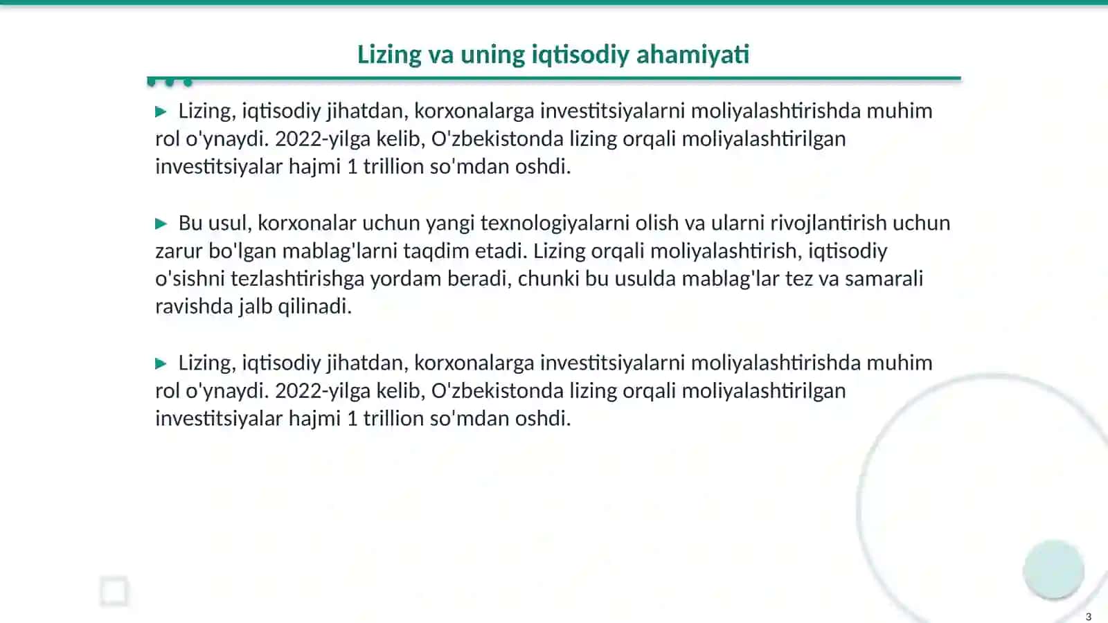 Lizing- investitsiyalarini moliyalashtirishni zamonaviy usuli 3