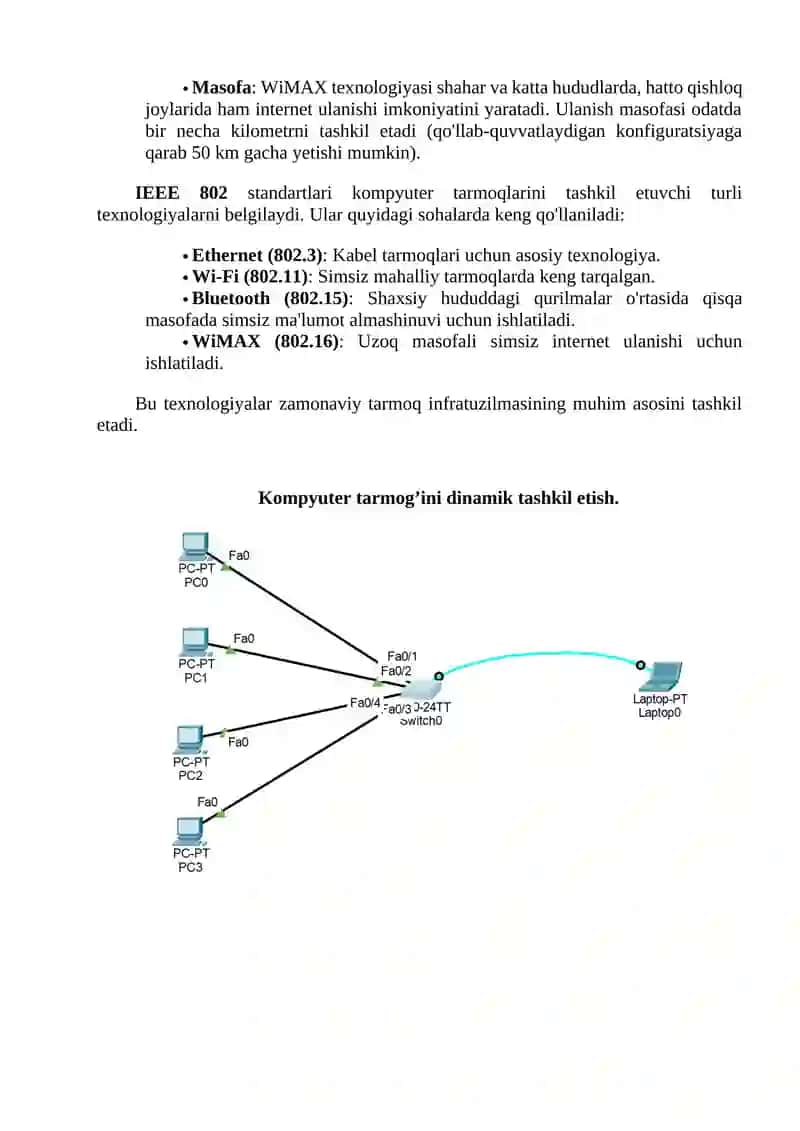 Kompyuter tarmoqlarida qoʻllaniladigan standart texnologiyalarni oʻrganish va ularni amaliy tatbiq etish 3