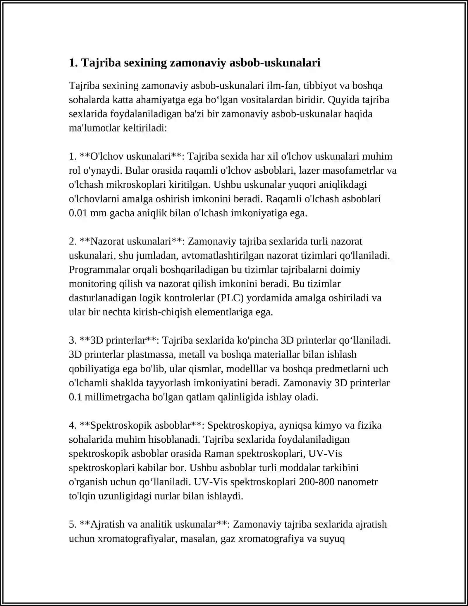 TAJRIBA SEXINING ZAMONAVIY TEXNIKA VA TEXNALOGIYALARI 3
