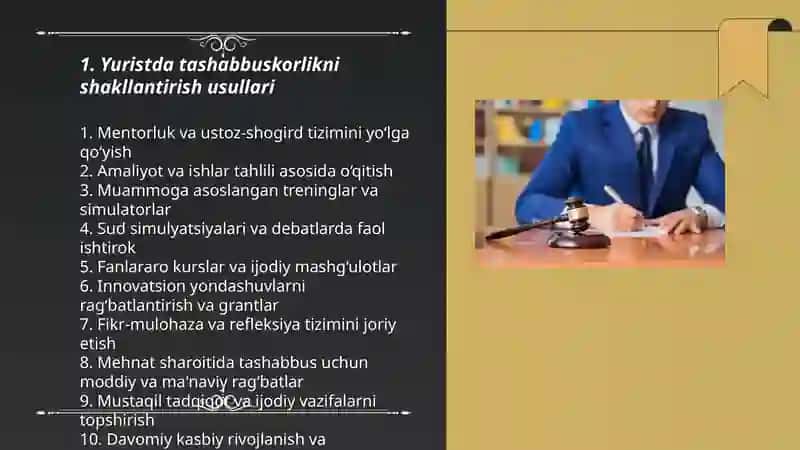 Yurist faoliyatida tashabbuskorlik, kreativlik va masalaga ijodiy yondashuv 3