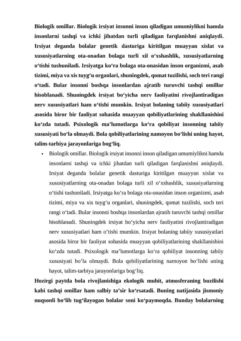 BOLA SHAXSNING RIVOJLANISHIGA TA’SIR ETUVCHI OMILLAR 3