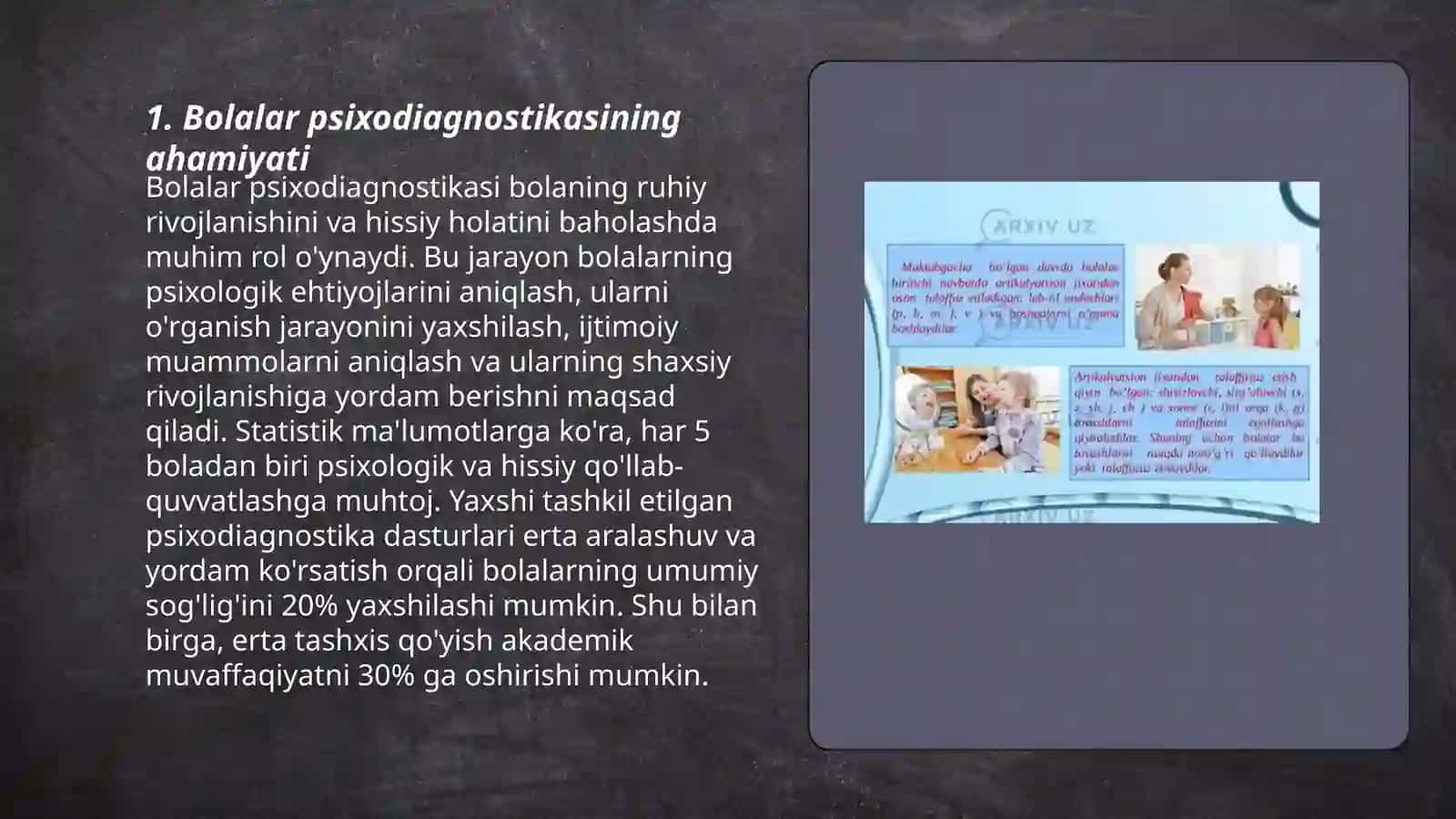 Maktabgacha va kichik maktab yoshidagi bolalar psixodiagnostikasi xulosa va foydalangan adabiyotlar 3