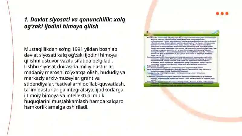 Mustaqillik yillarida xalq ogʻzaki ijodi davlat maqomiga erishish 3