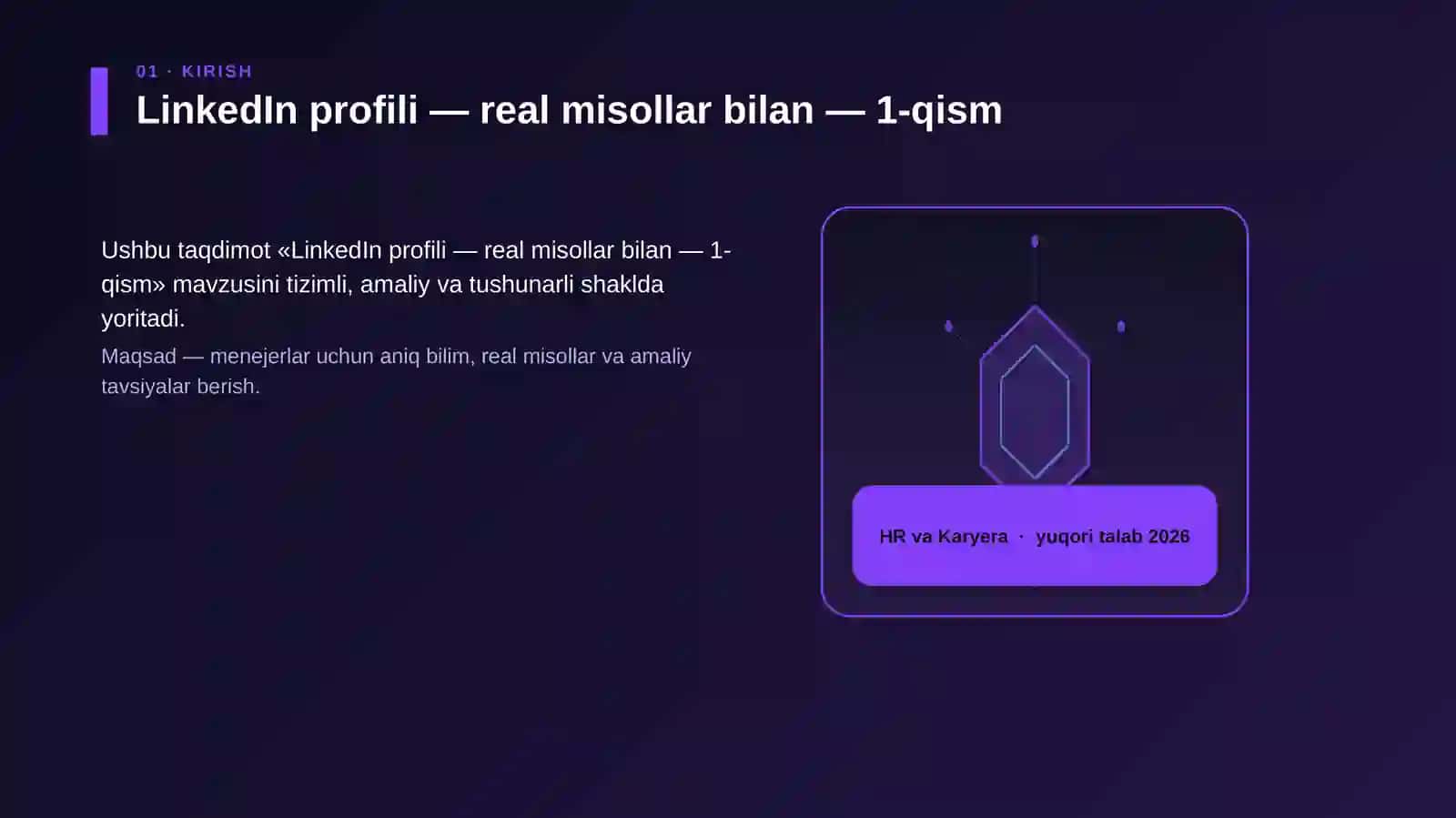 LinkedIn profili — real misollar bilan — 1-qism 3