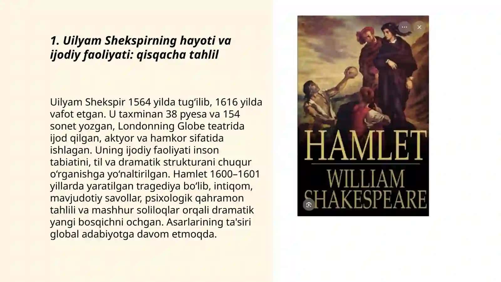 Uilyam Shekspirning hayoti va ijodiy faoliyati: qisqacha tahlil 3