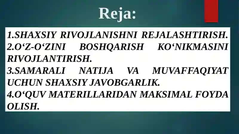 O‘Z-O‘ZINI BOSHQARISH VA SAMARADORLIK UCHUNJAVOBGARLIK 3