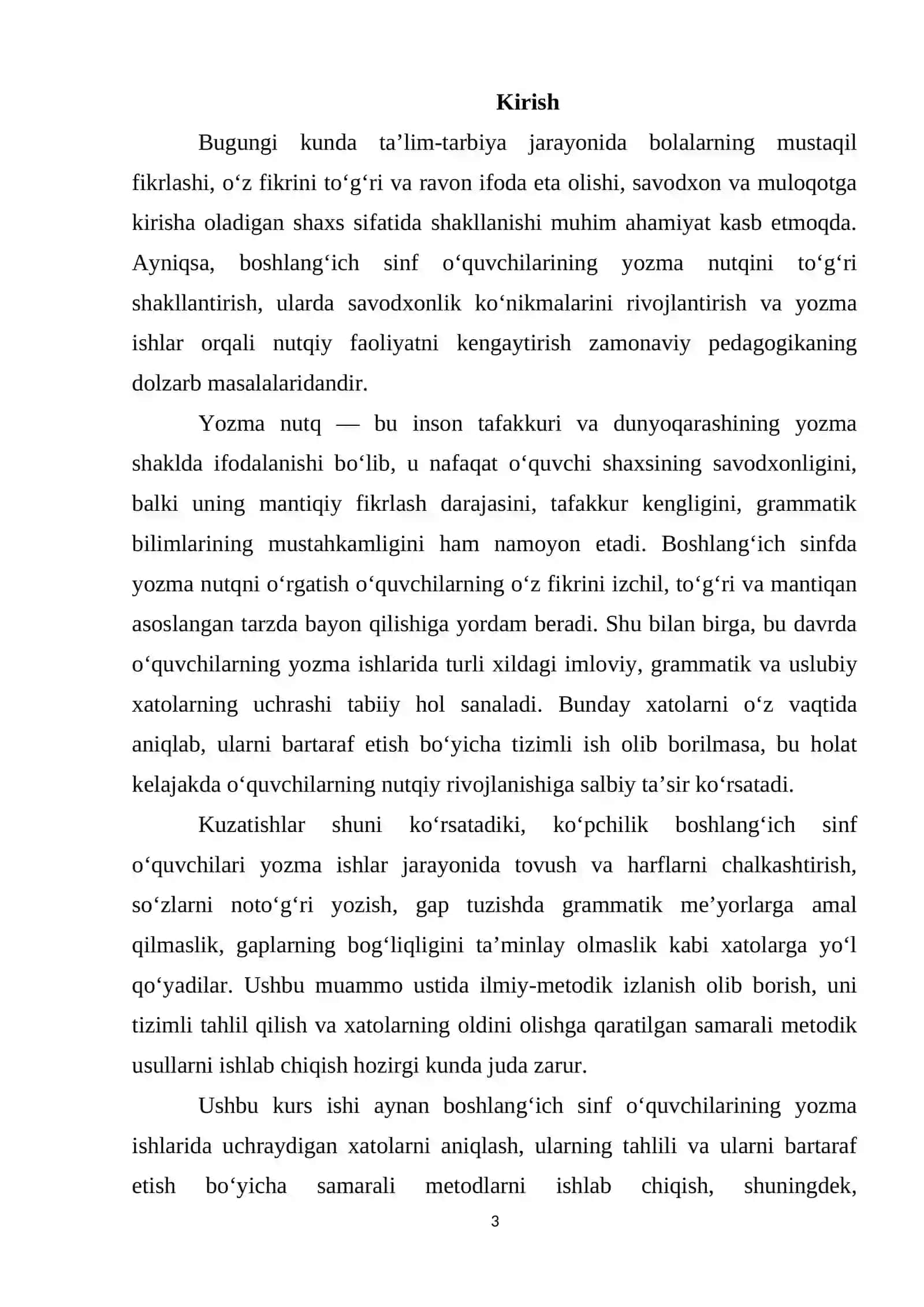 Boshlang’ich sinf o‘quvchilarining yozma ishlarida yo‘l qo‘yadigan xatolari ustida ishlash 3