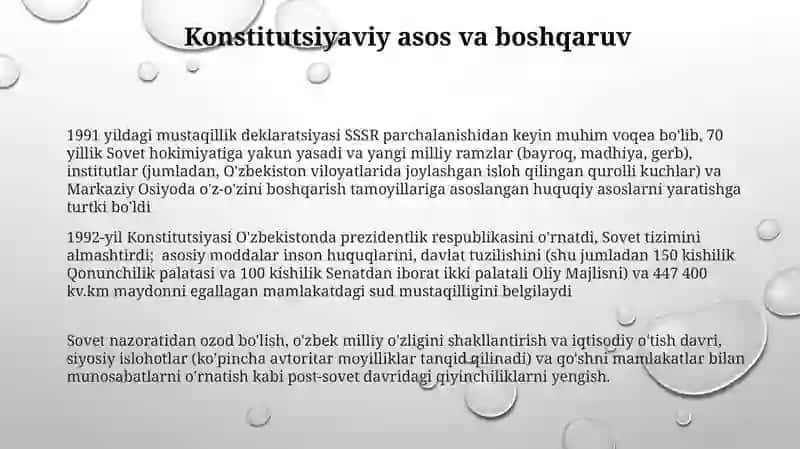 Mustaqil Oʻzbekiston respublikasining tashkil topishi va uning tarixiy ahamiyati 3