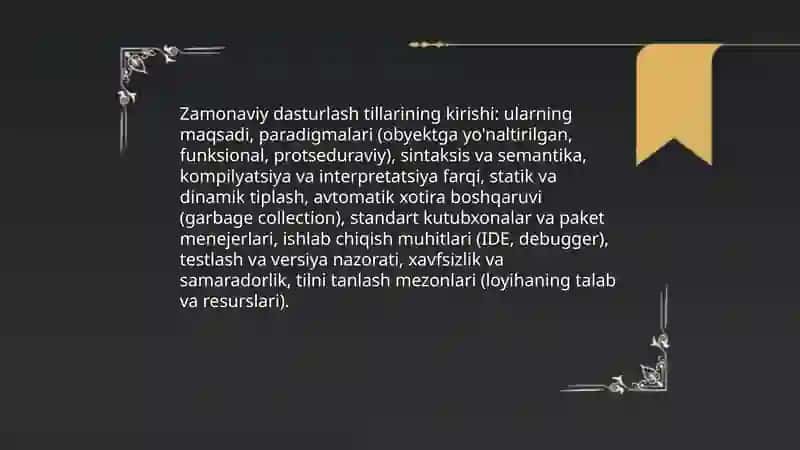 Zamonaviy dasturlash tillari bilan ishlash 3