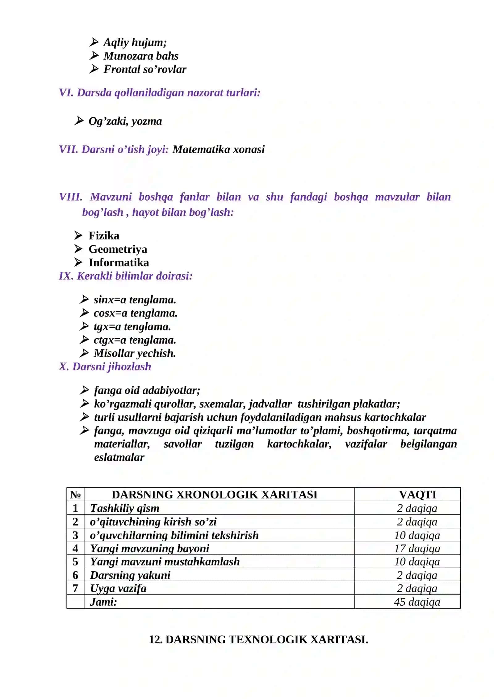 «ENG SODDA TRIGONOMETRIK TENGLAMALAR» 10-sinf algebra fanidan dars ishlanma. 3