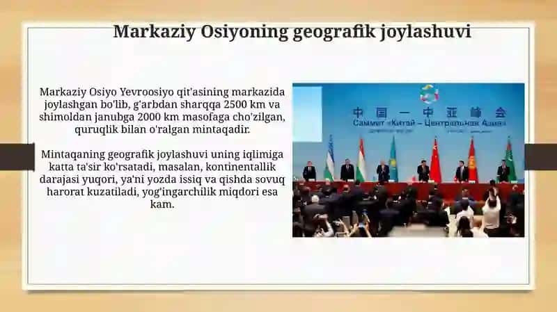 Markaziy Osiyoning geografik o'rni tabiy sharoiti va resurslari 3
