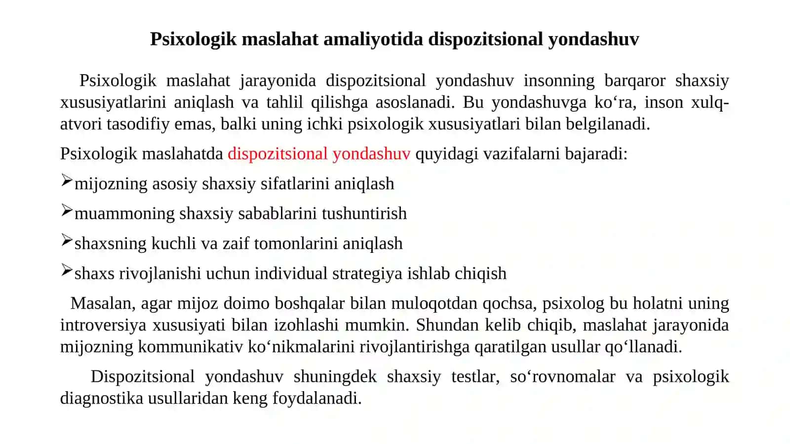 Psixologik maslahat amaliyotida dispozitsional yondashuv 3