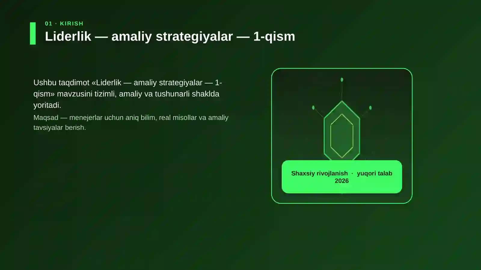 Liderlik — amaliy strategiyalar — 1-qism 3