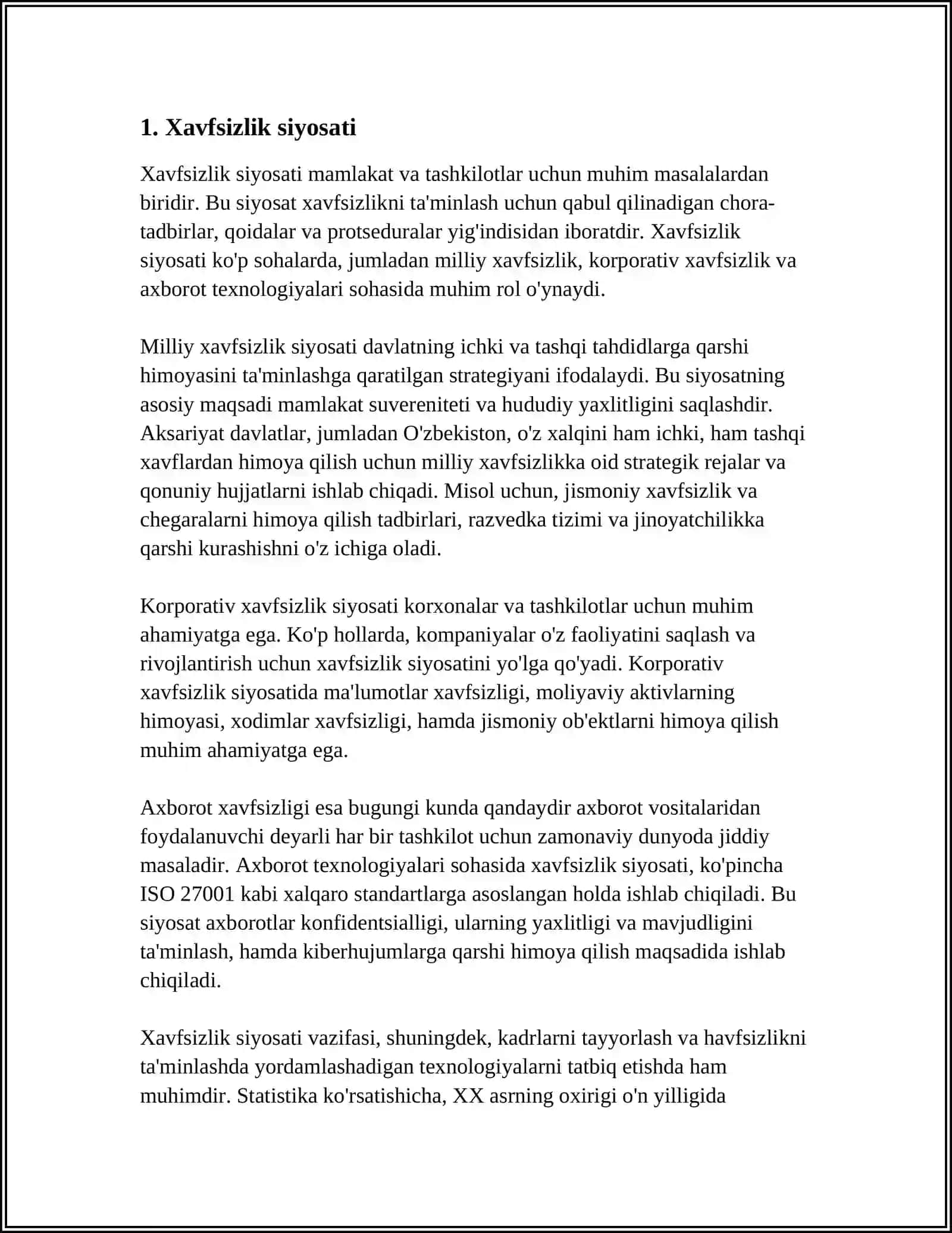 XAVFSZLIK STANDARTLARI 3
