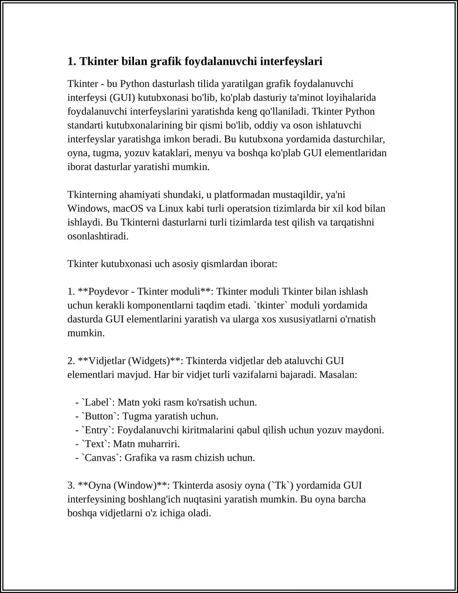 PYTHON DASTURLASH TILLARIDAGI GRAFIK IMKONIYATLAR 3