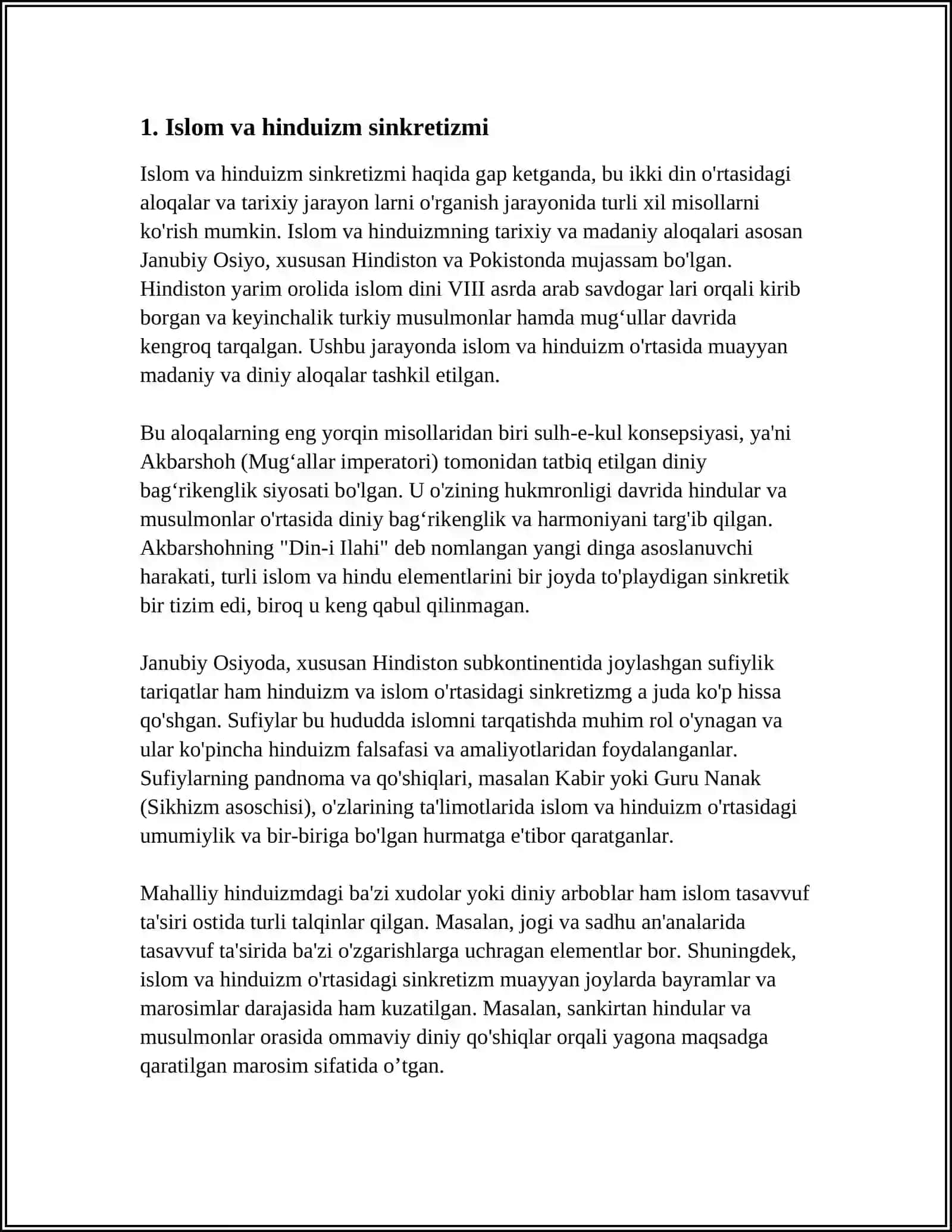 ISLOM VA BOSHQA DINIY AQIDALAR SINKRETLASHUVI NATIJASIDA SHAKLLANGAN DINIY TA'LIMOTLAR TARIXI 3