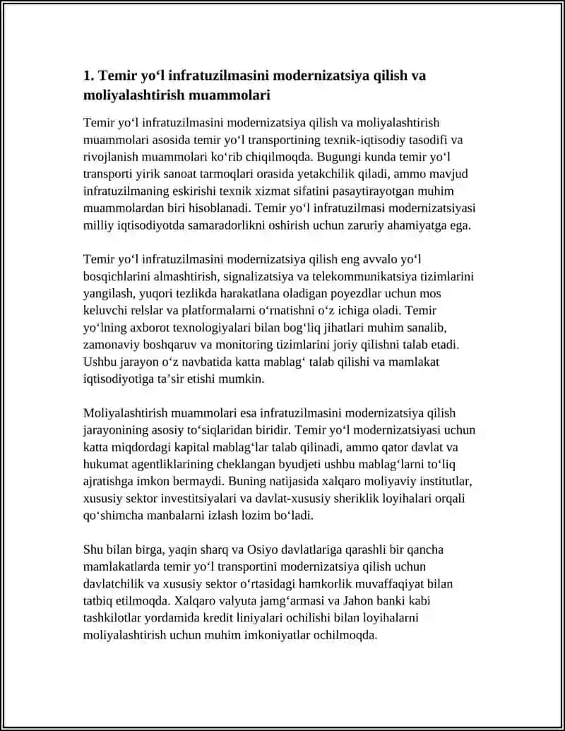 TEMIR YO‘L TRANSPORTINING TEXNIK-IQTISODIY TASODIFI VA RIVOJLANISH MUAMMOLARI 3