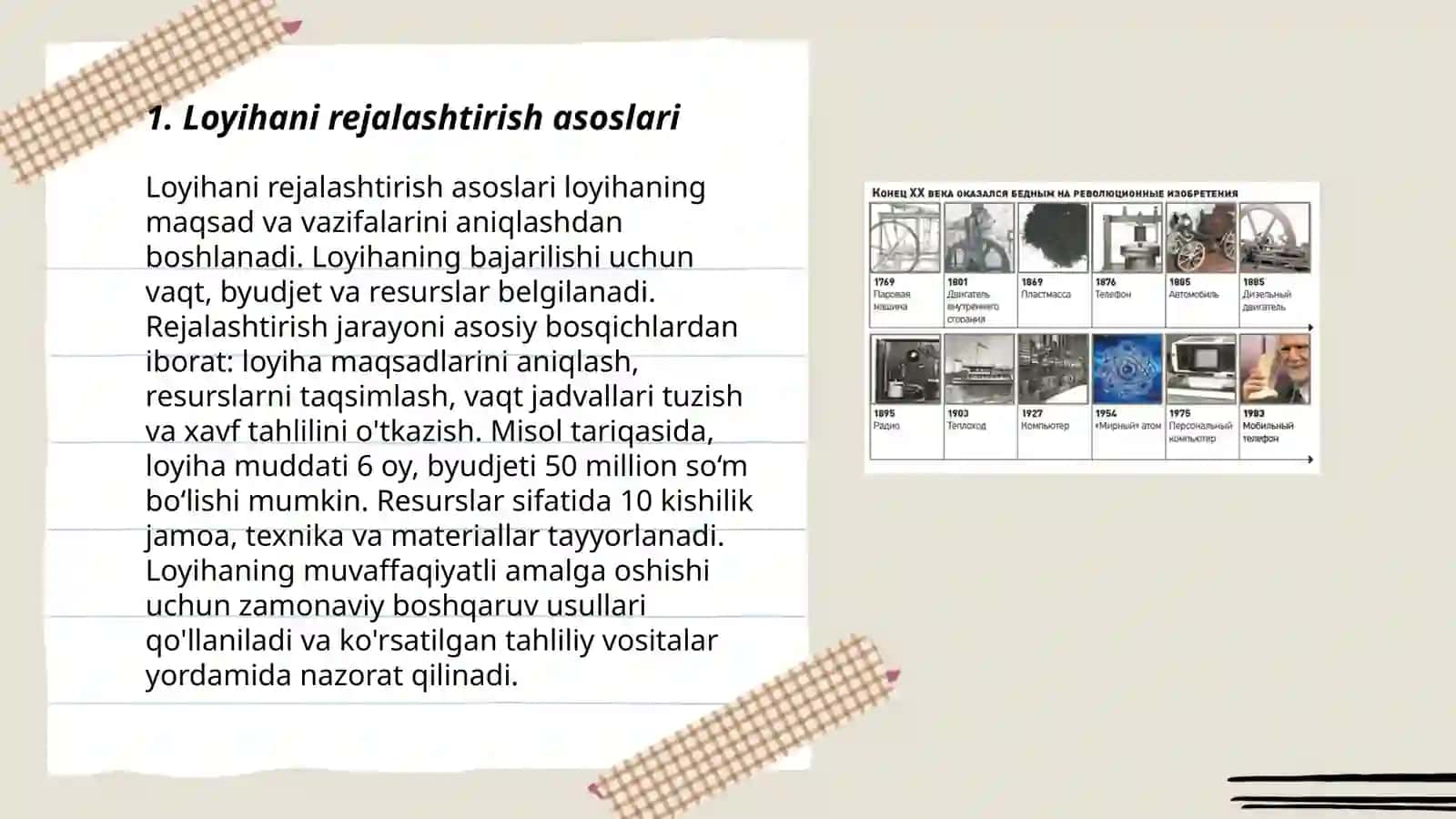 Loyihani rejalashtirish asoslari 3