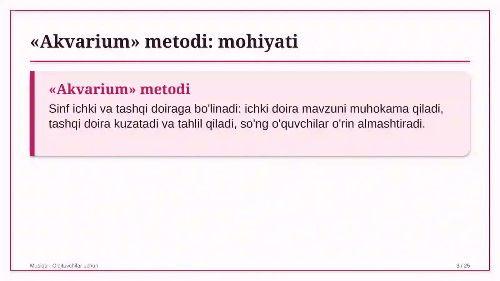musiqa darslarida akvarium metodidan foydalanish 8133 3