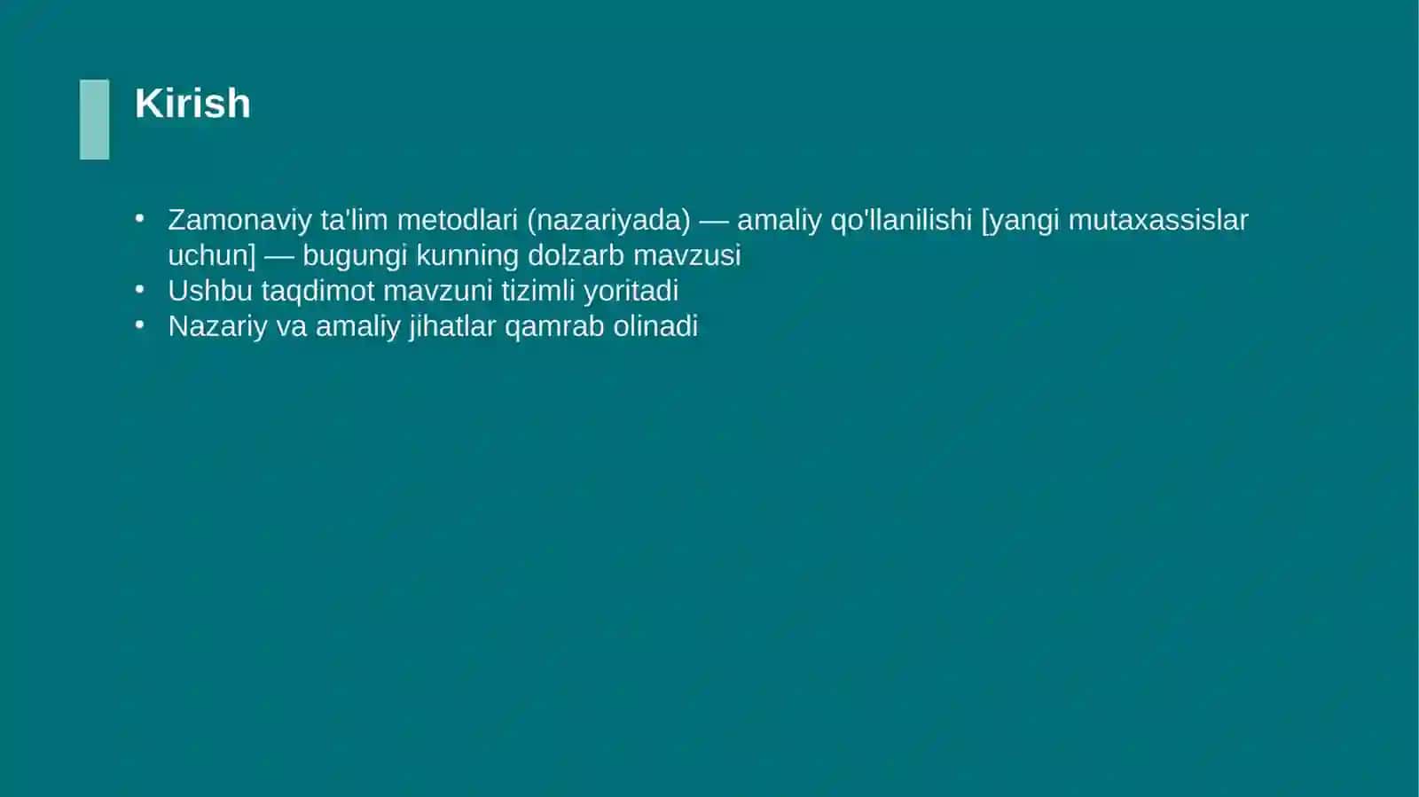 Zamonaviy ta'lim metodlari (nazariyada) — amaliy qo'llanilishi [yangi mutaxassislar uchun] 3