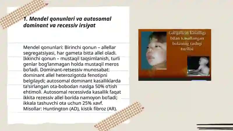Irsiyat va muhit oʼzgaruvchanlik. Irsiy kasaliklar 3