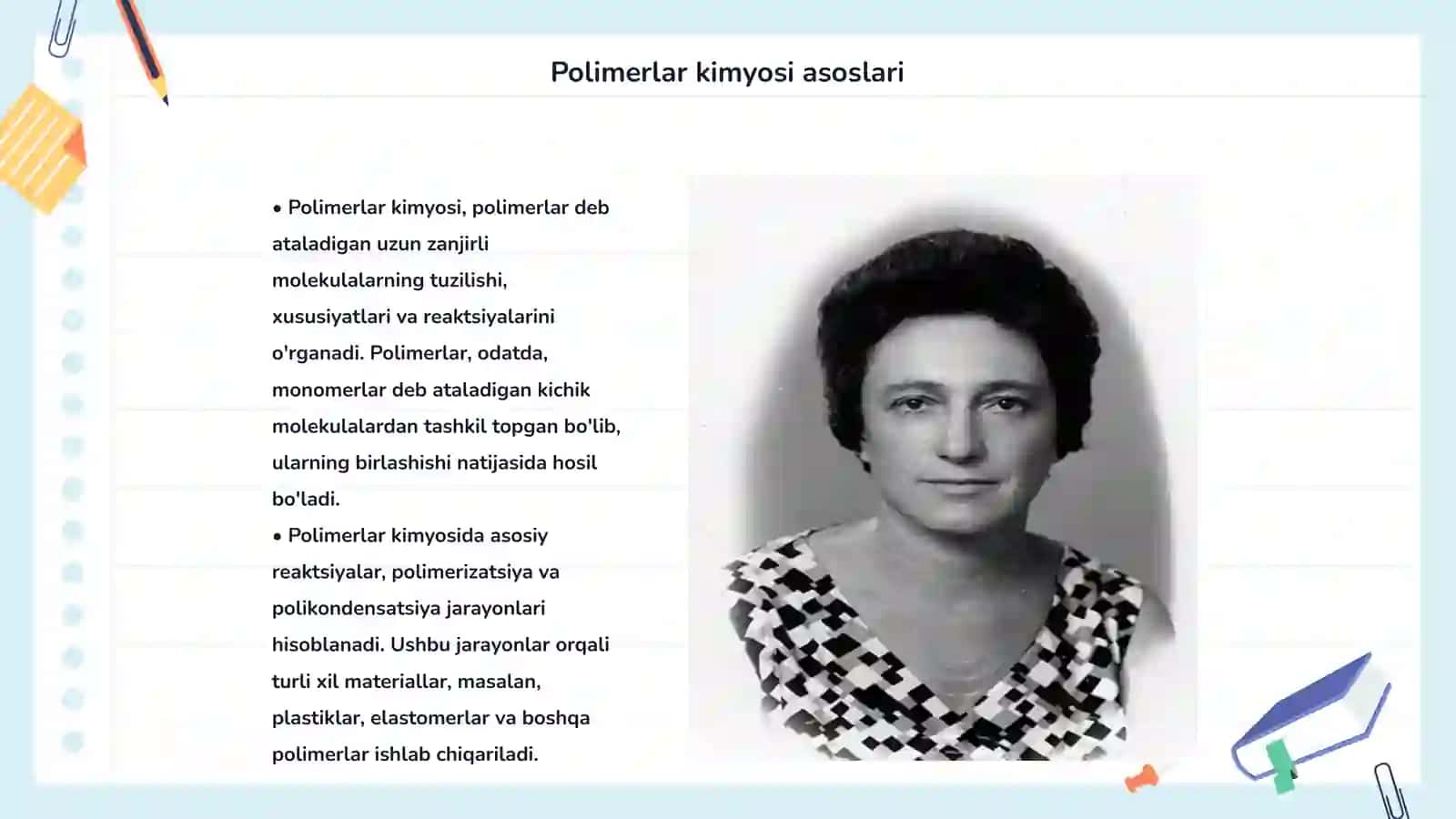 Polimerlar kimyosi fаni vа uning istiqbоllаri 3